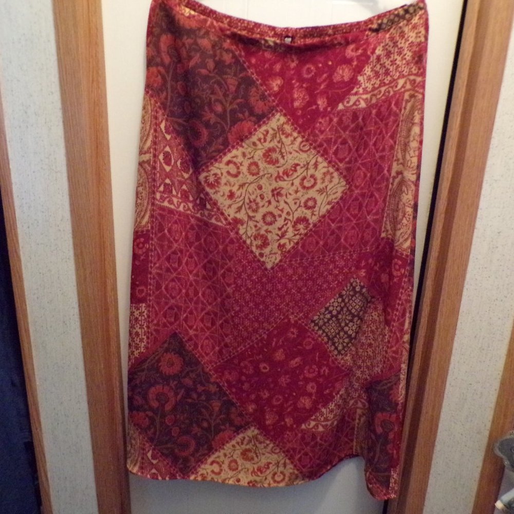 red & tan, or red, tan, & brown reversible skirt